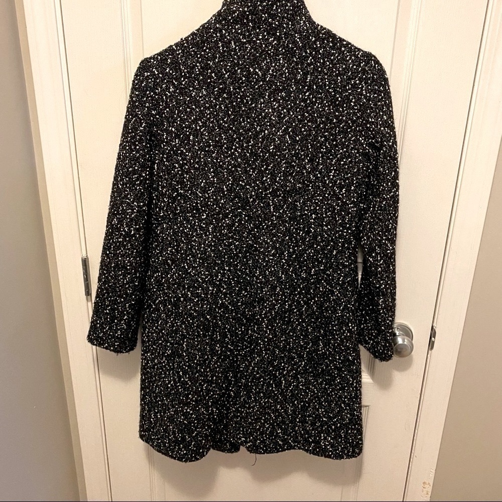 Club Monaco. Tweed Funnel Neck Wool blend coat. Black and white. - Picture 11 of 15